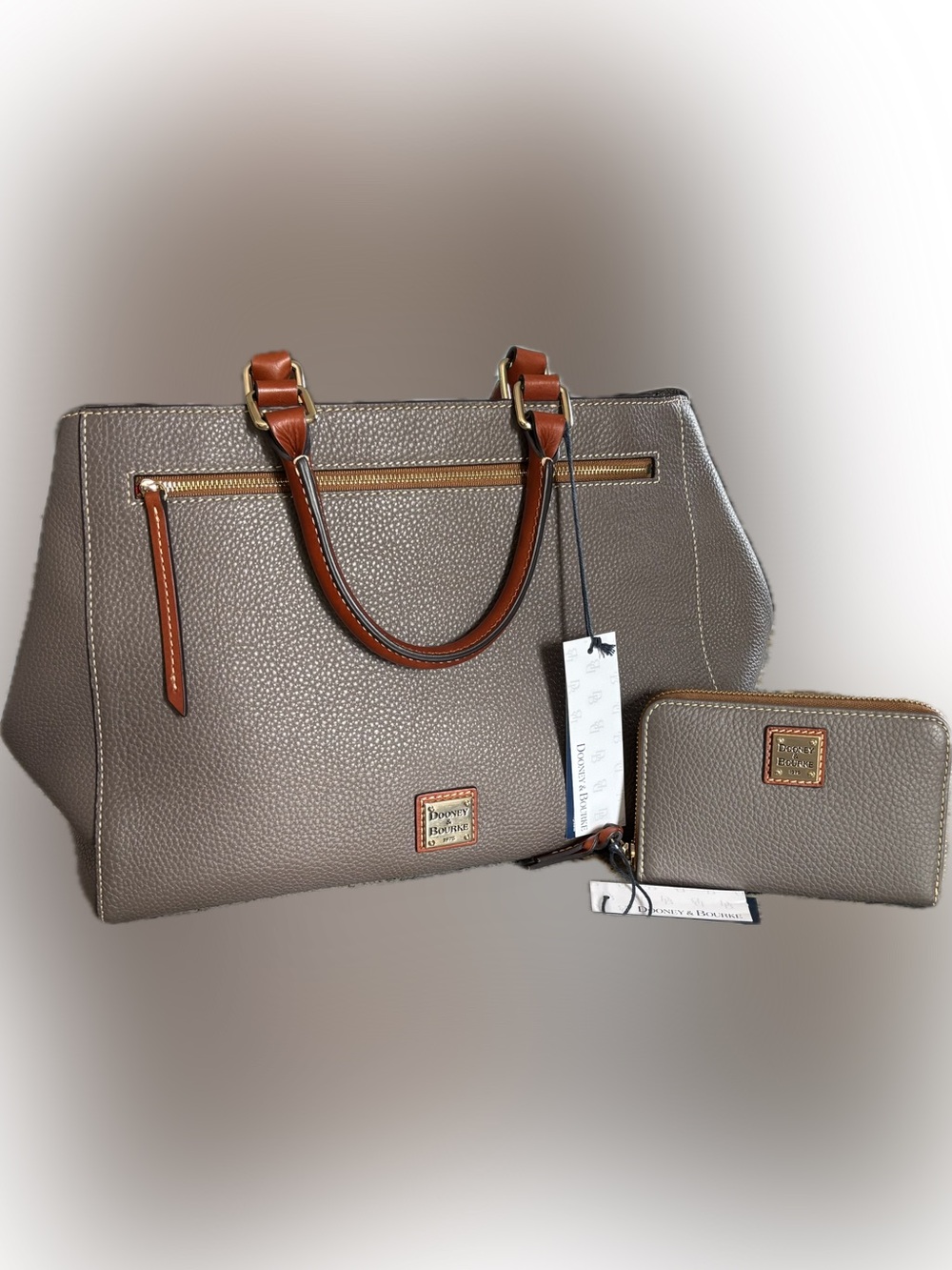 Dooney & Bourke Pebble Grain Leather Satchel and Wallet Set
